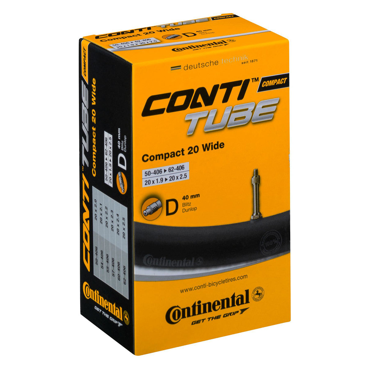 Sisärengas 20" CONTINENTAL Compact Wide 50/62-406. pikaventtiili 40