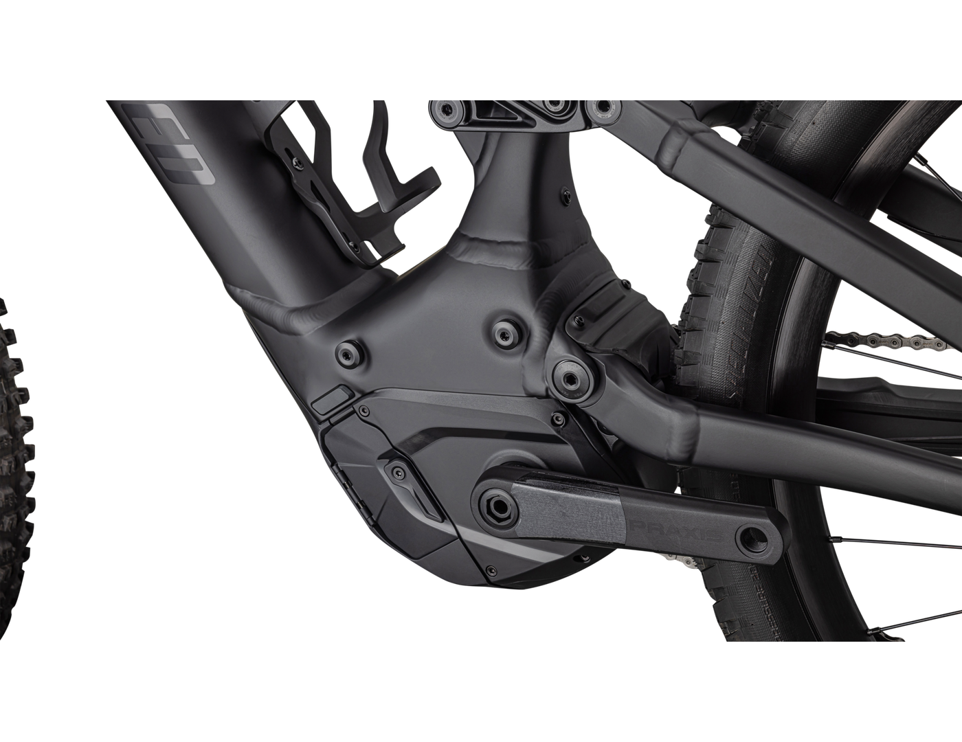 Specialized Turbo Levo G3 Alloy musta moottori sivulta yksityiskohta