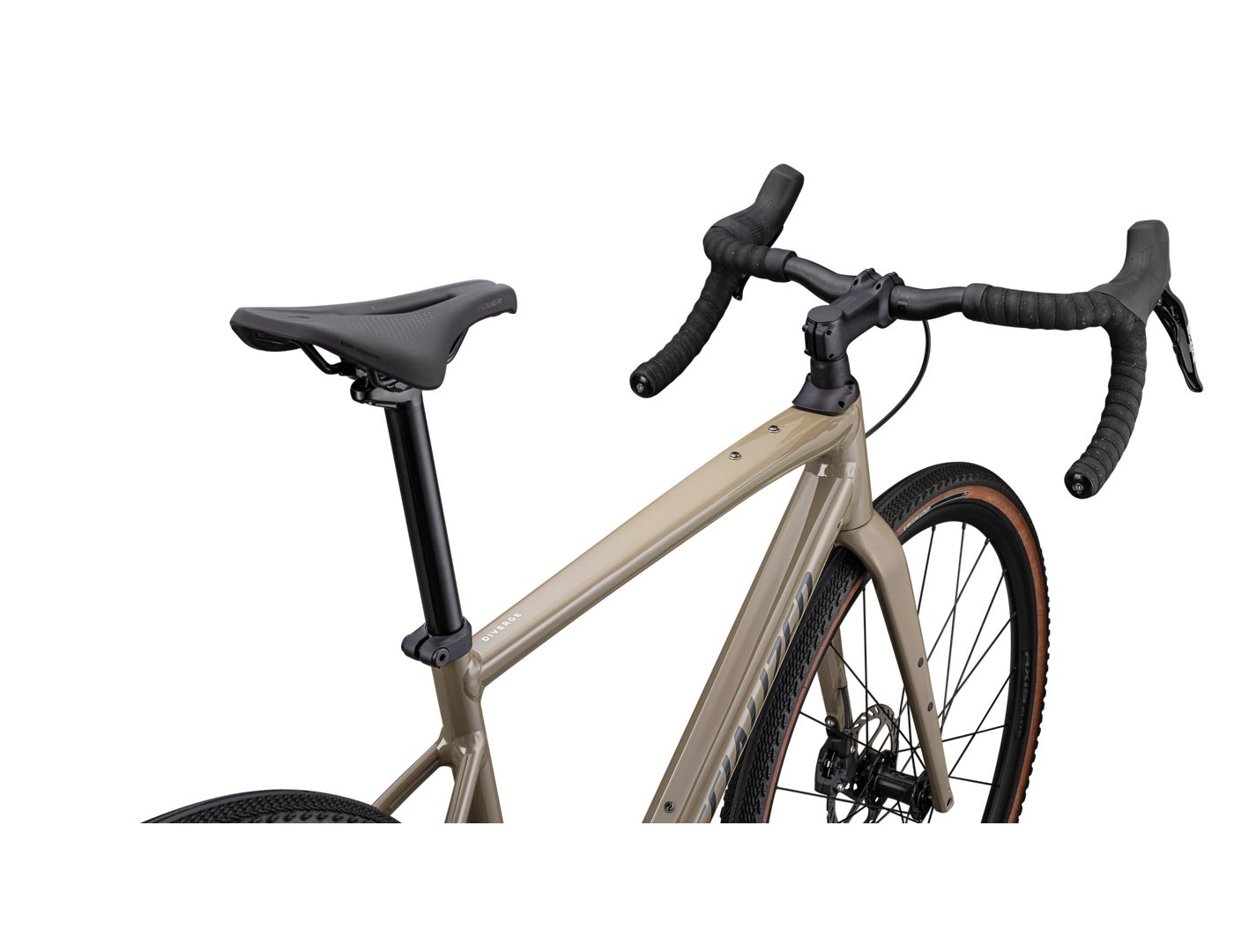 Specialized Diverge Comp E5 2024 GLOSS TAUPE/SLATE harmaanruskea yksityiskohta ohjaamo