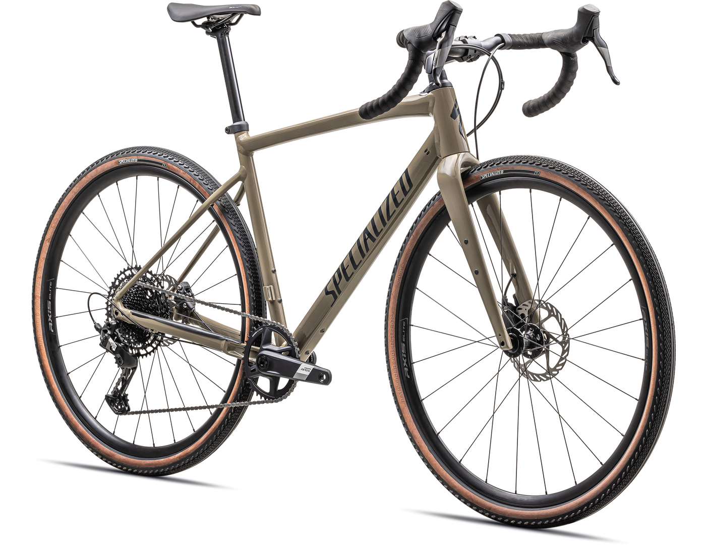 Specialized Diverge Comp E5 2024 GLOSS TAUPE/SLATE harmaanruskea etuviistosta