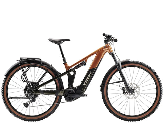 Trek Powerfly FS+ 4 600wh sähkömaastopyörä oranssi sivulta