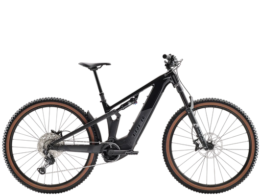 Trek Powerfly FS+ 6 800wh sähkömaastopyörä musta sivulta