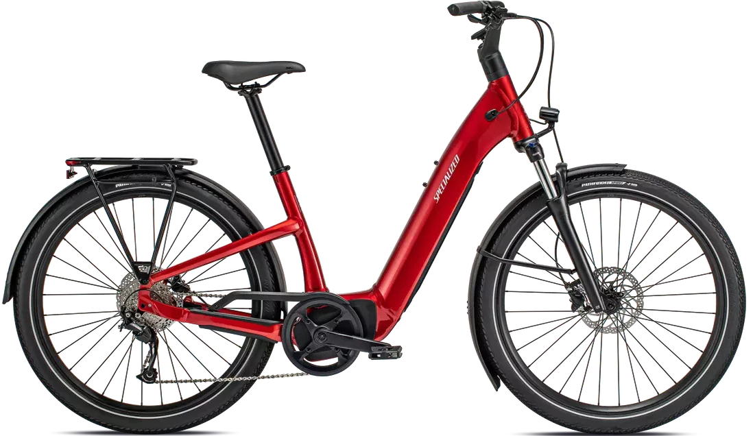 Kaupunkisähköpyörä Specialized Turbo Como 3.0 punainen sivulta