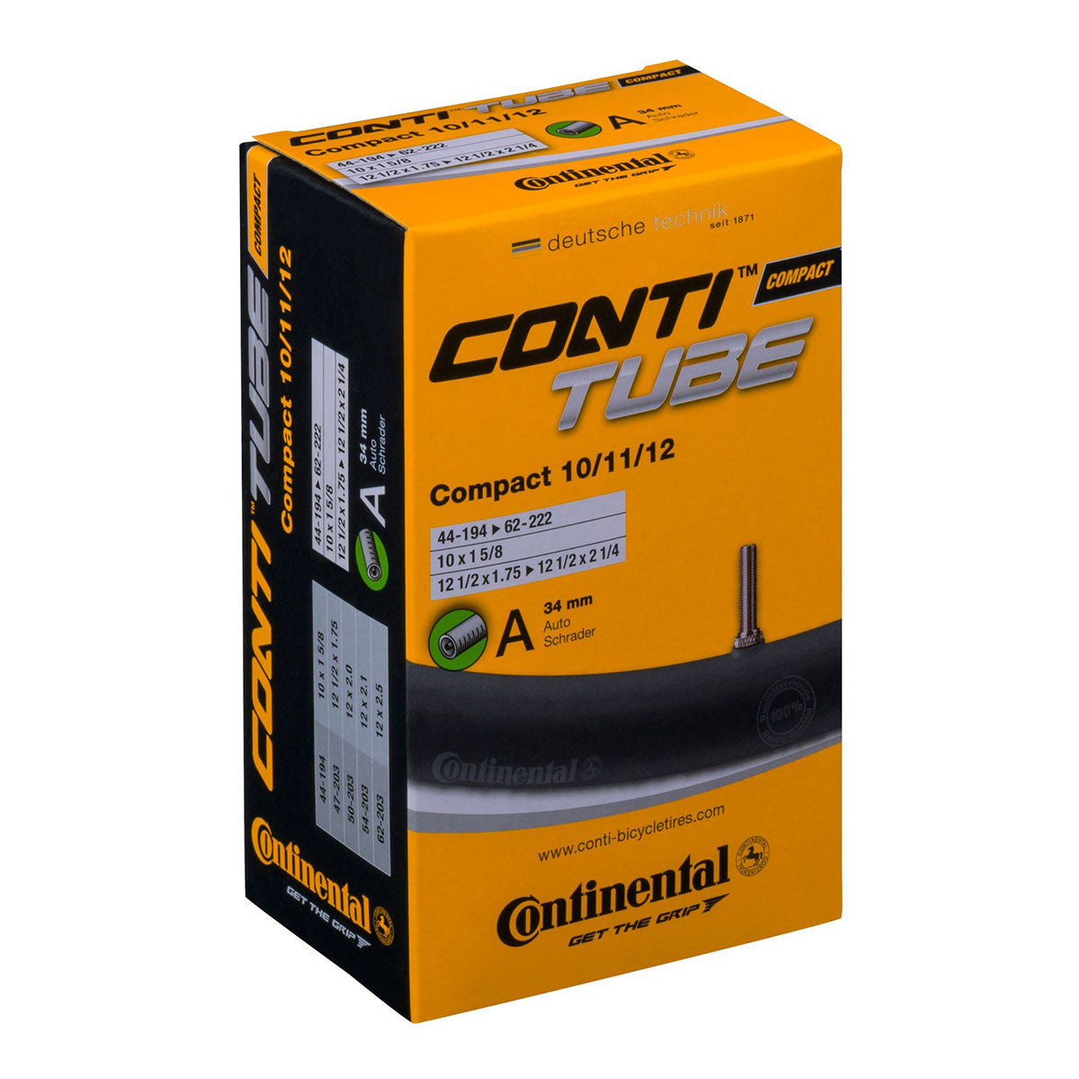 Continental sisärengas 10-12" 44/62-194/222, autonventtiili 34mm