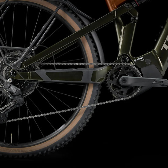 Trek Powerfly FS+ 4 600wh sähkömaastopyörä varusteltu oranssi voimansiirto