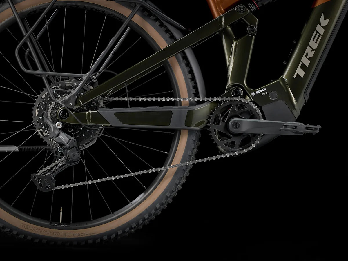 Trek Powerfly FS+ 4 600wh sähkömaastopyörä varusteltu oranssi voimansiirto