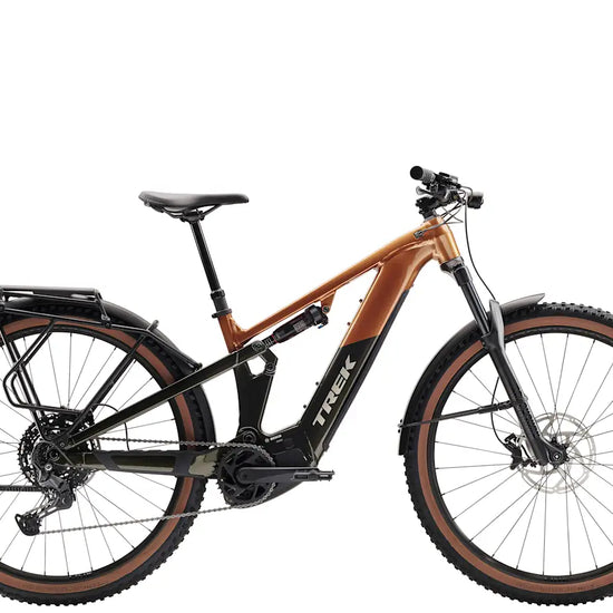 Trek Powerfly FS+ 4 600wh sähkömaastopyörä oranssi sivulta