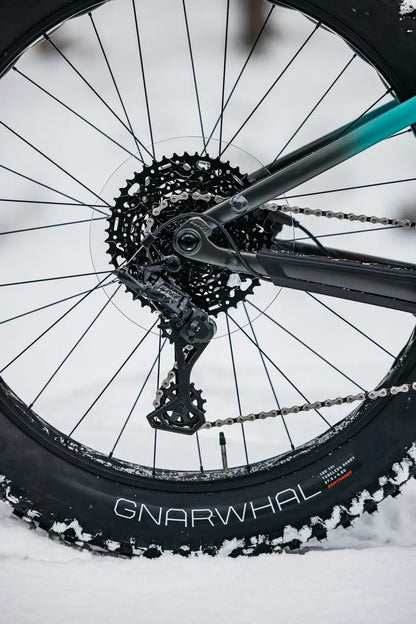 Trek Farley lumisessa maastossa takavaihtaja