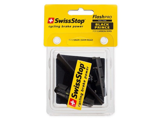 SWISSSTOP Rim brake pad and cartridge holder Full FlashPro Black Prince Carbon rim specific Pack of 2 pads